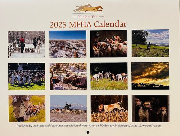 MFHA 2025 Calendar - October Image, Laurie Beeman and AH Hounds w Mtn Bkgrnd
